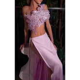3D Layered Flower Rhinestone Bra Bow Tied  Top
